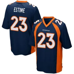 Men's Audric Estime Denver Broncos No.23 Game Alternate Jersey - Navy Blue