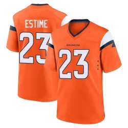 Men's Audric Estime Denver Broncos No.23 Game Jersey - Orange