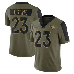 Men's Audric Estime Denver Broncos No.23 Limited 2021 Salute To Service Jersey - Olive