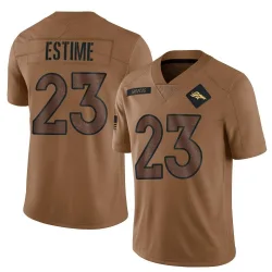 Men's Audric Estime Denver Broncos No.23 Limited 2023 Salute To Service Jersey - Brown
