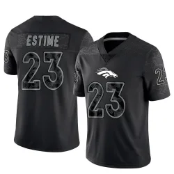 Men's Audric Estime Denver Broncos No.23 Limited Reflective Jersey - Black