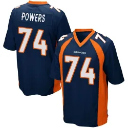 Men's Ben Powers Denver Broncos No.74 Game Alternate Jersey - Navy Blue