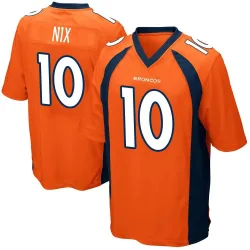 Men's Bo Nix Denver Broncos No.10 Game Team Color Jersey - Orange