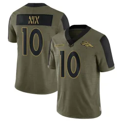 Men's Bo Nix Denver Broncos No.10 Limited 2021 Salute To Service Jersey - Olive