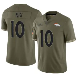 Men's Bo Nix Denver Broncos No.10 Limited 2022 Salute To Service Jersey - Olive
