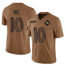 Men's Bo Nix Denver Broncos No.10 Limited 2023 Salute To Service Jersey - Brown