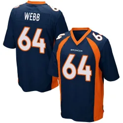 Men's Clay Webb Denver Broncos No.64 Game Alternate Jersey - Navy Blue
