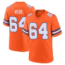 Men's Clay Webb Denver Broncos No.64 Game Alternate Mile High Collection 1977 Throwback Jersey - Orange