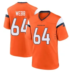 Men's Clay Webb Denver Broncos No.64 Game Jersey - Orange