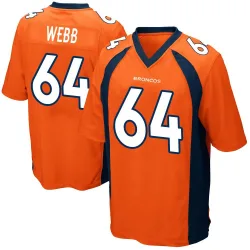 Men's Clay Webb Denver Broncos No.64 Game Team Color Jersey - Orange