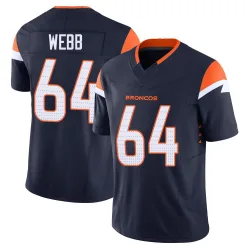 Men's Clay Webb Denver Broncos No.64 Limited Alternate Vapor F.U.S.E. Jersey - Navy