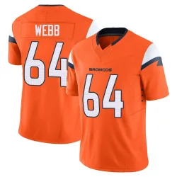Men's Clay Webb Denver Broncos No.64 Limited Vapor F.U.S.E. 2nd Jersey - Orange