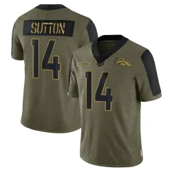 Men's Courtland Sutton Denver Broncos No.14 Limited 2021 Salute To Service Jersey - Olive