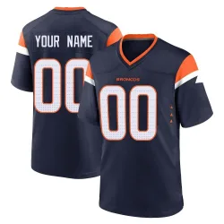 Men's Custom Denver Broncos No.00 Game Alternate Jersey - Navy