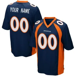 Men's Custom Denver Broncos No.00 Game Alternate Jersey - Navy Blue