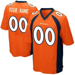Men's Custom Denver Broncos No.00 Game Team Color Jersey - Orange