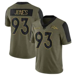 Men's D.J. Jones Denver Broncos No.93 Limited 2021 Salute To Service Jersey - Olive