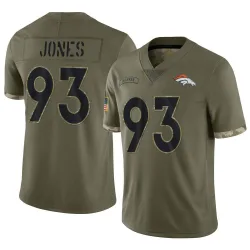 Men's D.J. Jones Denver Broncos No.93 Limited 2022 Salute To Service Jersey - Olive