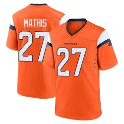 Men's Damarri Mathis Denver Broncos No.27 Game Jersey - Orange