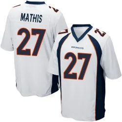Men's Damarri Mathis Denver Broncos No.27 Game Jersey - White