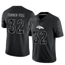 Men's Delarrin Turner-Yell Denver Broncos No.32 Limited Reflective Jersey - Black
