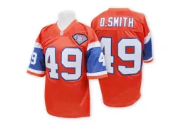 Men's Dennis Smith Denver Broncos No.49 Authentic Mitchell And Ness Throwback Jersey - Orange