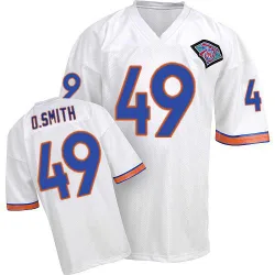 Men's Dennis Smith Denver Broncos No.49 Authentic Mitchell And Ness Throwback Jersey - White