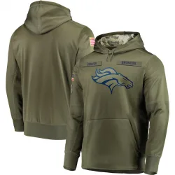 Men's Denver Broncos No. 2018 Salute to Service Sideline Therma Performance Pullover Hoodie - Olive