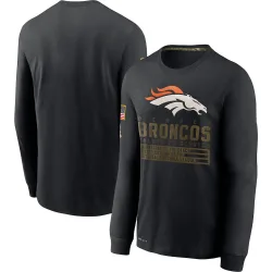 Men's Denver Broncos No. 2020 Salute to Service Sideline Performance Long Sleeve T-Shirt - Black