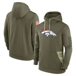 Men's Denver Broncos No. 2022 Salute to Service Therma Performance Pullover Hoodie - Olive
