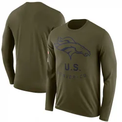 Men's Denver Broncos No. Legend 2018 Salute to Service Sideline Performance Long Sleeve T-Shirt - Olive