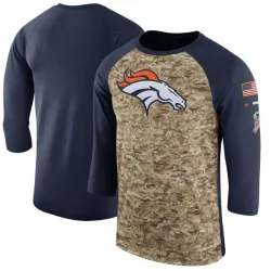 Men's Denver Broncos No. Legend Salute to Service 2017 Sideline Performance Three-Quarter Sleeve T-Shirt - Camo/Navy
