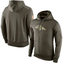 Men's Denver Broncos No. Salute to Service KO Performance Hoodie - Olive