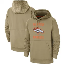 Men's Denver Broncos No. Tan 2019 Salute to Service Sideline Therma Pullover Hoodie
