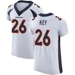 Men's Devon Key Denver Broncos No.26 Elite Vapor Untouchable Jersey - White