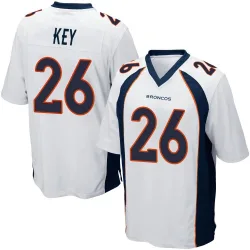 Men's Devon Key Denver Broncos No.26 Game Jersey - White