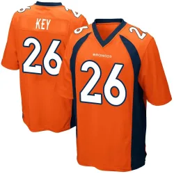 Men's Devon Key Denver Broncos No.26 Game Team Color Jersey - Orange