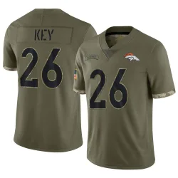 Men's Devon Key Denver Broncos No.26 Limited 2022 Salute To Service Jersey - Olive
