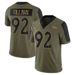 Men's Dondrea Tillman Denver Broncos No.92 Limited 2021 Salute To Service Jersey - Olive