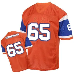 Men's Gary Zimmerman Denver Broncos No.65 Authentic Mitchell And Ness Throwback Jersey - Orange
