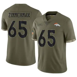 Men's Gary Zimmerman Denver Broncos No.65 Limited 2022 Salute To Service Jersey - Olive
