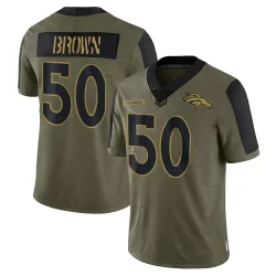 Men's JB Brown Denver Broncos No.50 Limited 2021 Salute To Service Jersey - Olive