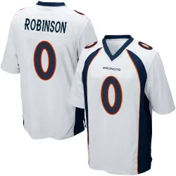 Men's Jaden Robinson Denver Broncos No.0 Game Jersey - White