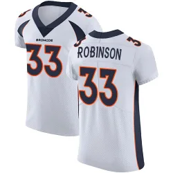 Men's Jaden Robinson Denver Broncos No.33 Elite Vapor Untouchable Jersey - White