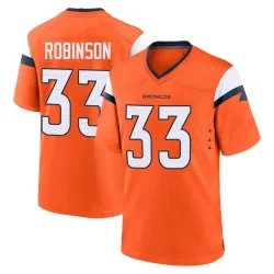 Men's Jaden Robinson Denver Broncos No.33 Game Jersey - Orange
