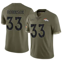 Men's Jaden Robinson Denver Broncos No.33 Limited 2022 Salute To Service Jersey - Olive