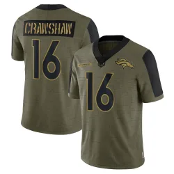 Men's Jeremy Crawshaw Denver Broncos No.16 Limited 2021 Salute To Service Jersey - Olive