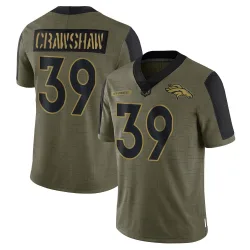 Men's Jeremy Crawshaw Denver Broncos No.39 Limited 2021 Salute To Service Jersey - Olive