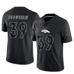 Men's Jeremy Crawshaw Denver Broncos No.39 Limited Reflective Jersey - Black