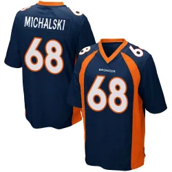Men's Joe Michalski Denver Broncos No.68 Game Alternate Jersey - Navy Blue